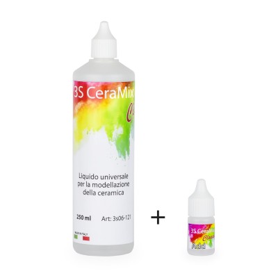 Kit 3S CeraMix Classic Liquid 250ml + Plasticizer Additive 8ml - PLASTICIZER LIQUID FOR CERAMIC MODELING