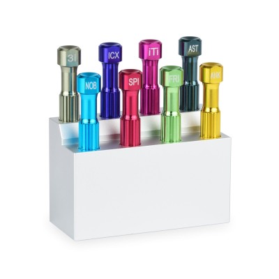 Set of 8 long screwdrivers for implants