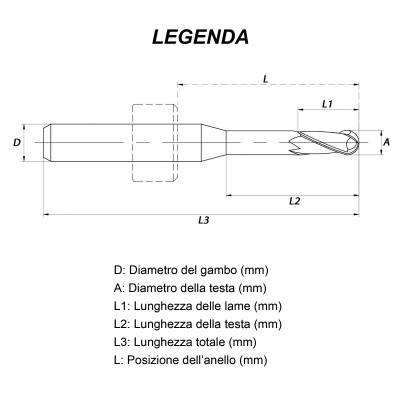 Zirkonzahn (M1) 1.0 (L2: long) CAD-CAM milling cutter for milling machine