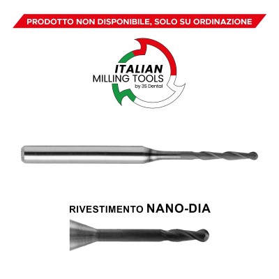 REDON Milling Cutter Ø2 Zirconium, PMMA CAD/CAM Nano-Dia - CAD/CAM MILLING CUTTERS MADE IN ITALY