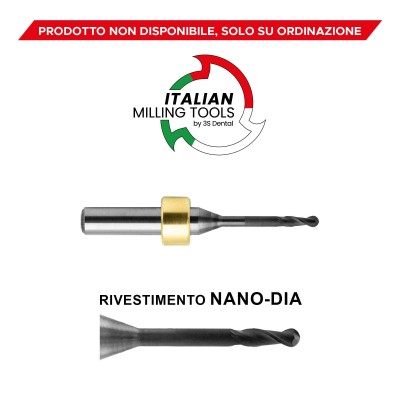 DENTAL MACHINE Ø2,5 Zirconium CAD/CAM Nano-Dia Milling Cutter - CAD/CAM MILLING CUTTERS MADE IN ITALY