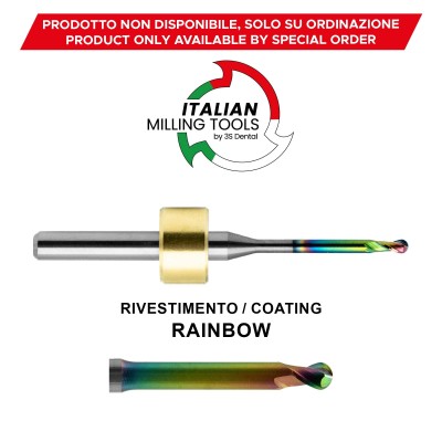 DENTAL MACHINE Cutter Ø1 Wax, Peek, Pmma CAD/CAM Rainbow - CAD/CAM MILLING CUTTERS MADE IN ITALY